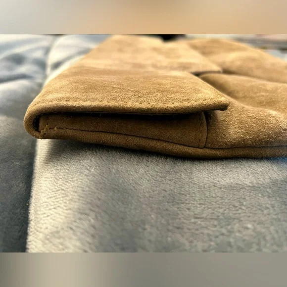 VTG Ruth Saltz Taupe/ Tan Suede Clutch with Snap Closure 13.5” x 7.5” - Picture 8 of 14